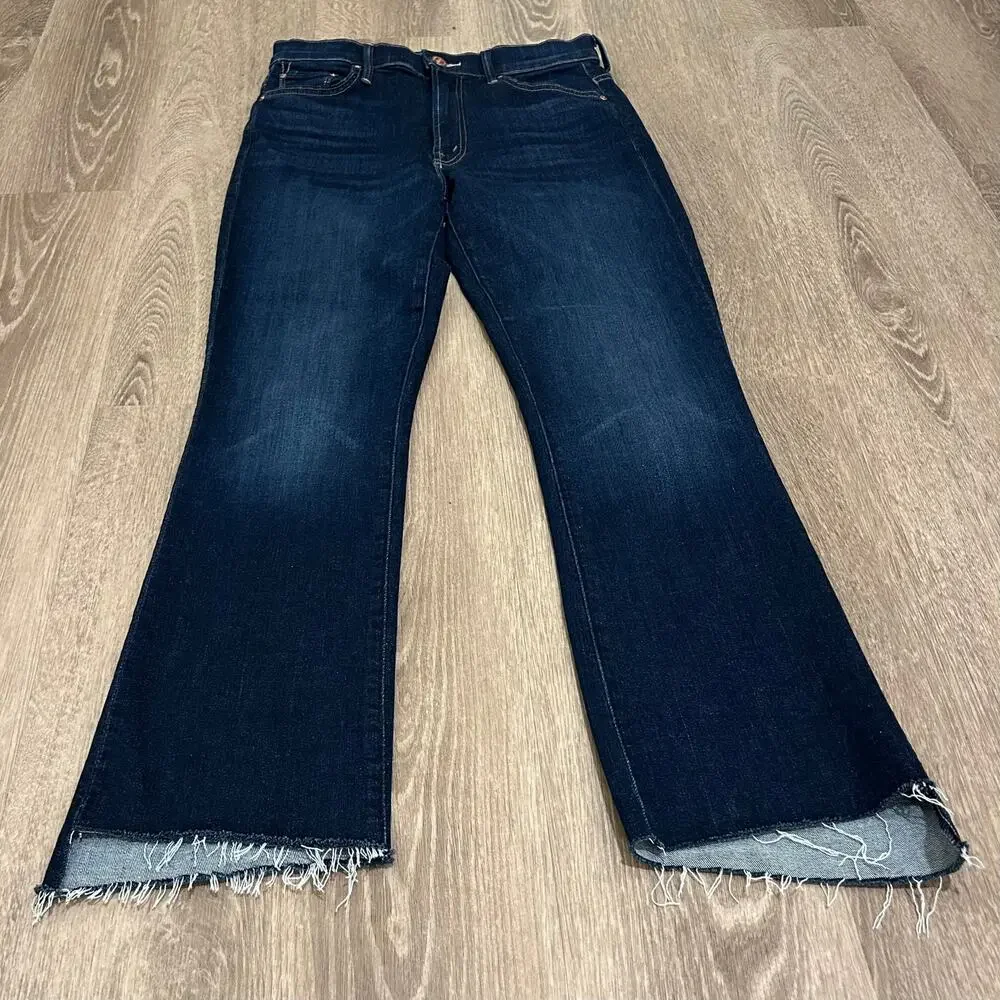 MOTHER‎ Insider Crop Step Fray Bootcut Jeans Off Limits Dark Wash 26 - Picture 12 of 16